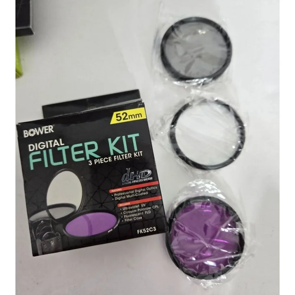 Bower 52mm Digital Filter Kit 3 Piece: UV CPL FLD‎ Filters w/ Pouch